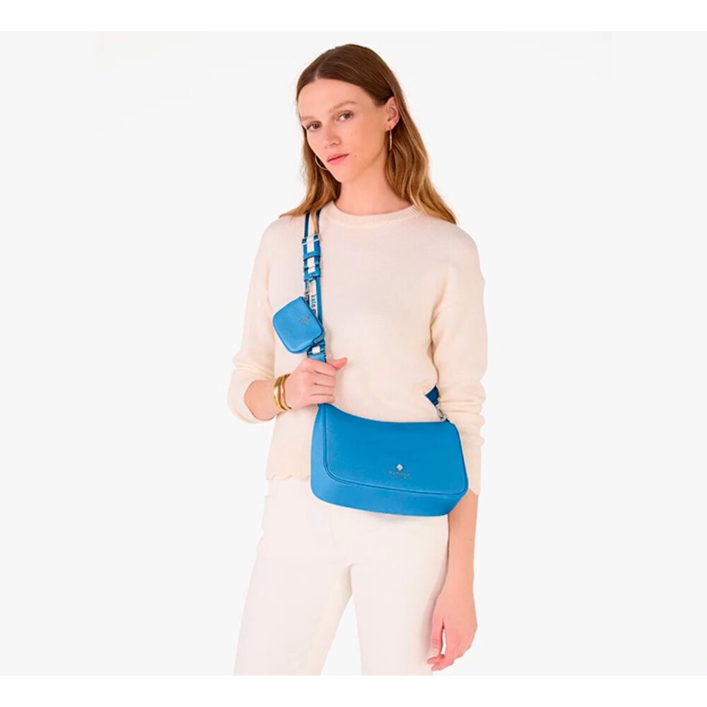 G Kate Spade Emma Shoulder Bag Pool Blue Leather Crossbody Purse KK068 NWT $429